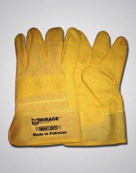 Yellow Patched Plam Leather Gloves