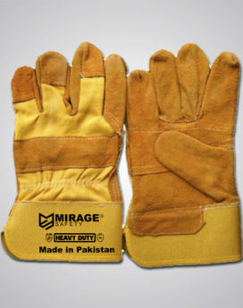 Yellow Leather Working Gloves