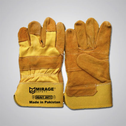 Yellow Leather Working Gloves